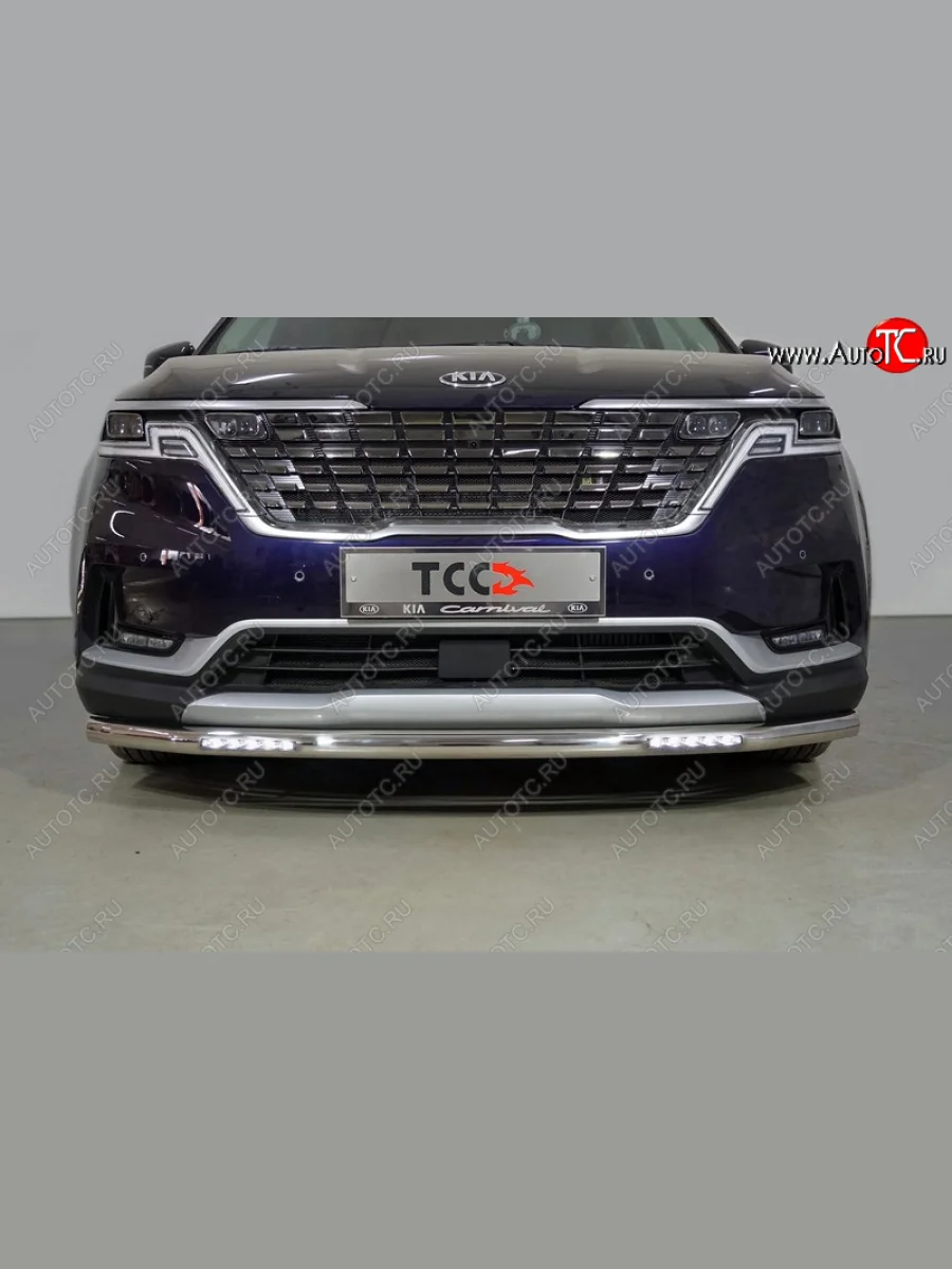 Защита переднего бампера нижняя с ДХО 60,3 мм ТСС Тюнинг KIA Carnival KA4 минивэн дорестайлинг (2020-2023) (нержавейка)  в Керчи Республика Крым