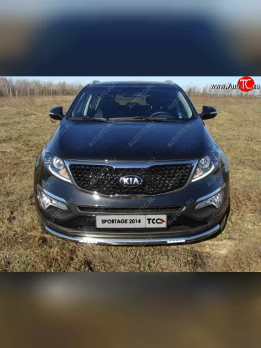 Защита переднего бампера нижняя с ДХО 60,3 мм ТСС Тюнинг (нержавейка) KIA Sportage  3 SL (2014-2016) рестайлинг