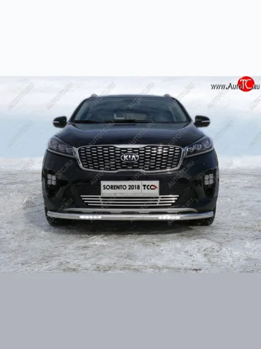 Защита переднего бампера нижняя с ДХО 60,3 мм ТСС Тюнинг (нержавейка) KIA Sorento UM/Prime рестайлинг (2018-2020)