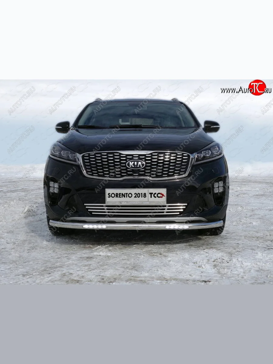 Защита переднего бампера нижняя с ДХО 60,3 мм ТСС Тюнинг KIA Sorento UM/Prime рестайлинг (2018-2020) (нержавейка)  с доставкой в г. Керчь