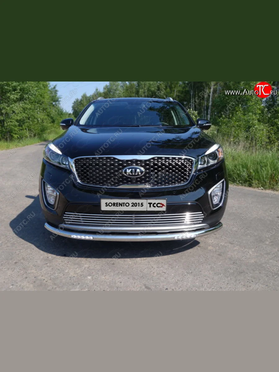 Защита переднего бампера нижняя с ДХО 60,3 мм ТСС Тюнинг KIA Sorento UM/Prime дорестайлинг (2014-2018) (нержавейка)  в Самаре Самарской области
