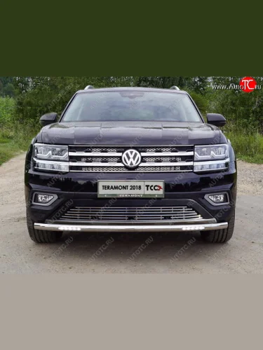 Защита переднего бампера нижняя с ДХО 60,3 мм ТСС Тюнинг Volkswagen Teramont 1 CA1 дорестайлинг (2016-2020)