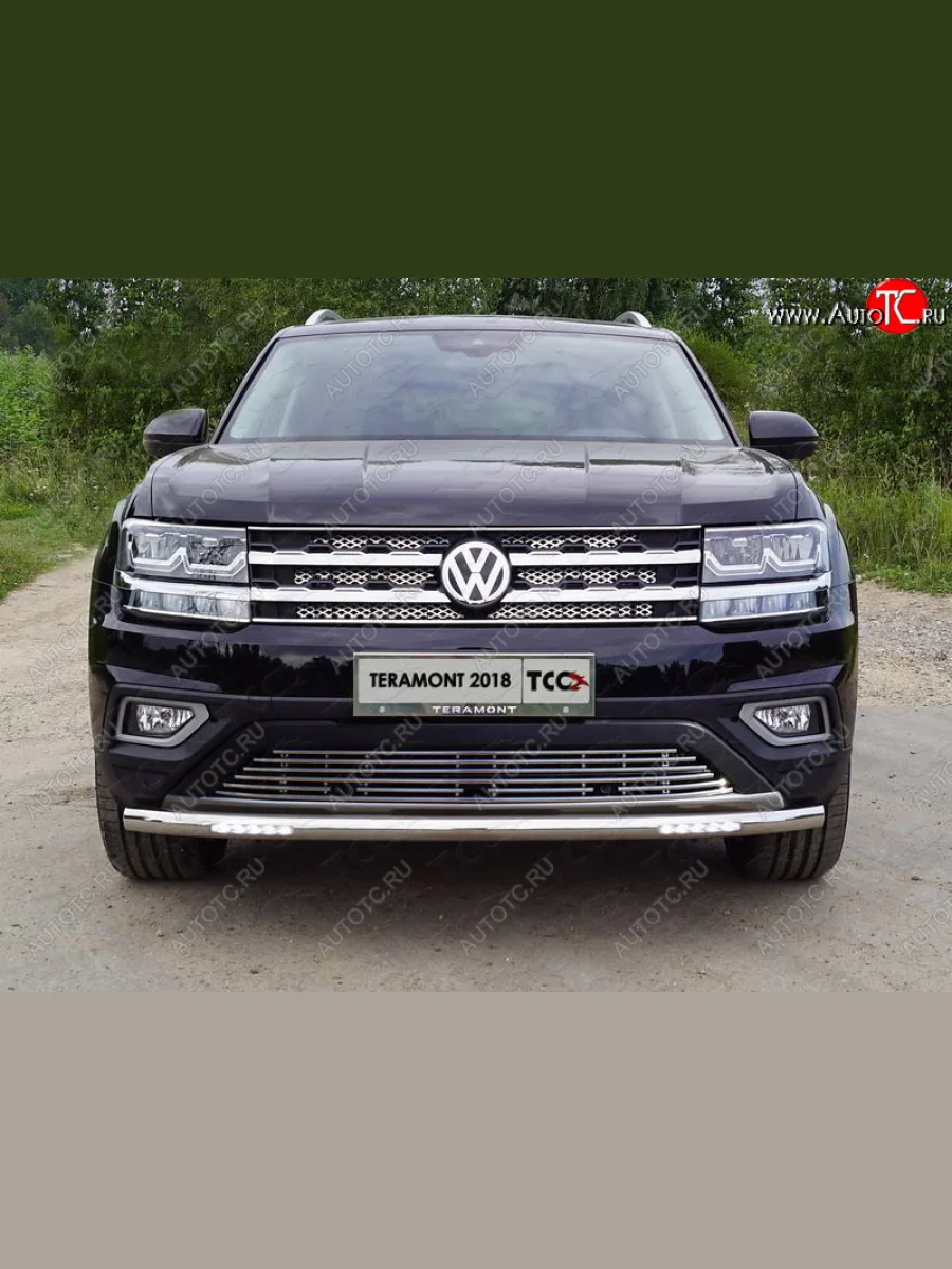Защита переднего бампера нижняя с ДХО 60,3 мм ТСС Тюнинг Volkswagen Teramont 1 CA1 дорестайлинг (2016-2020) (кроме комплектации турбо)  в Самаре Самарской области