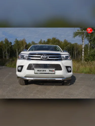 Защита переднего бампера нижняя с ДХО 76,1 мм ТСС Тюнинг Toyota Hilux Revo Double Cab дорестайлинг (2015-2018)
