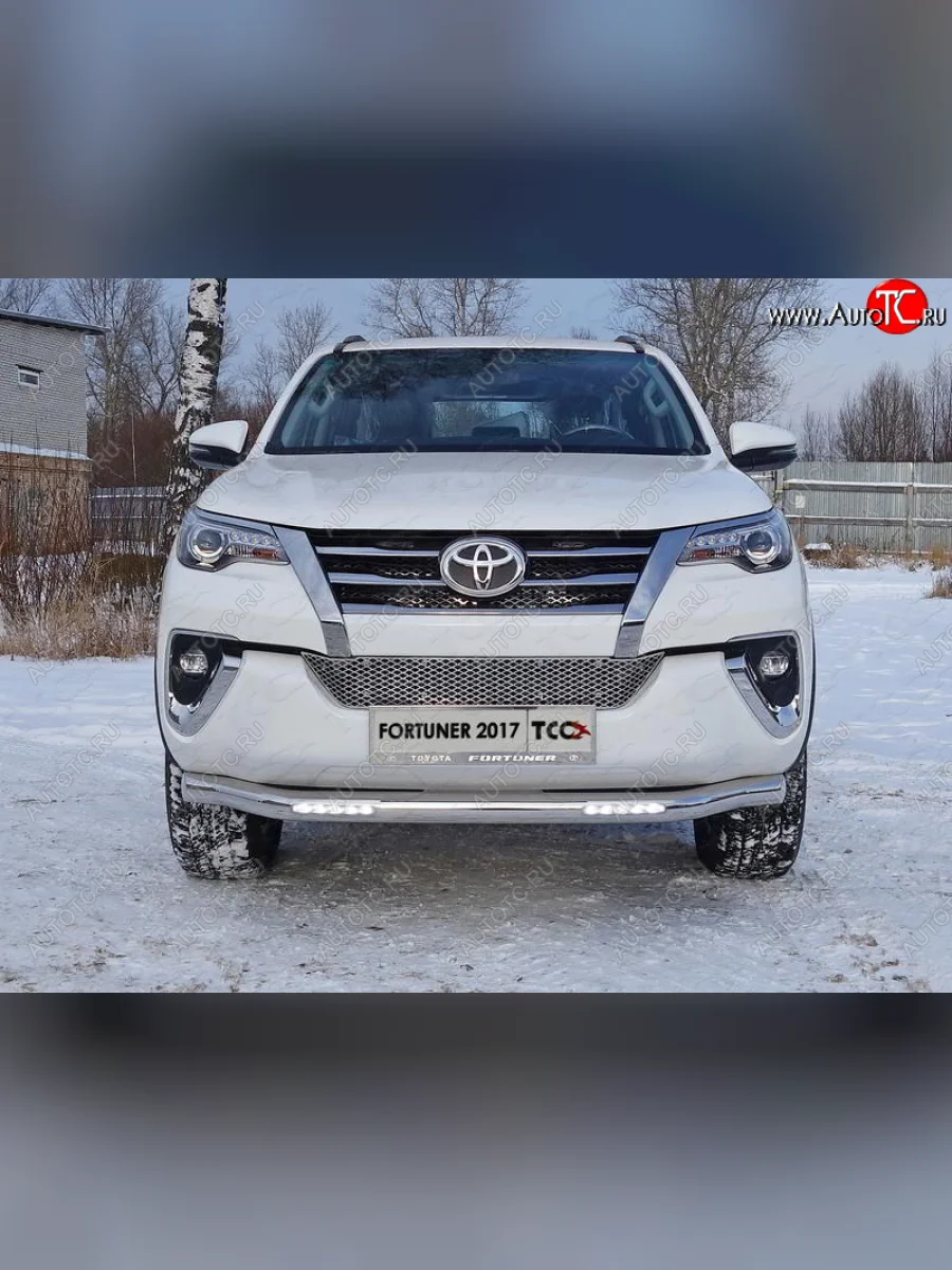 Защита переднего бампера нижняя с ДХО 76,1 мм ТСС Тюнинг Toyota Fortuner AN160 дорестайлинг (2015-2020) (нержавейка)  в Воронеже Воронежской области