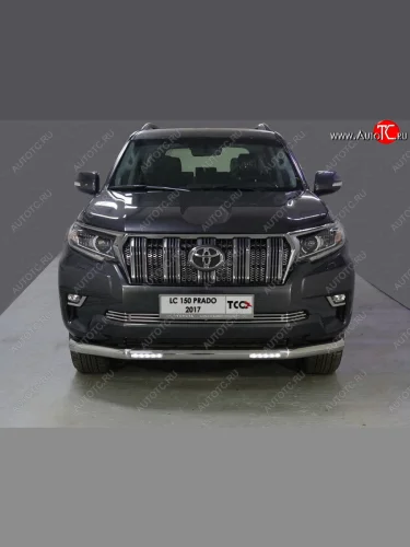 Защита переднего бампера нижняя с ДХО 76,1 мм ТСС Тюнинг (нержавейка) Toyota Land Cruiser Prado J150 2-ой рестайлинг (2017-2020)