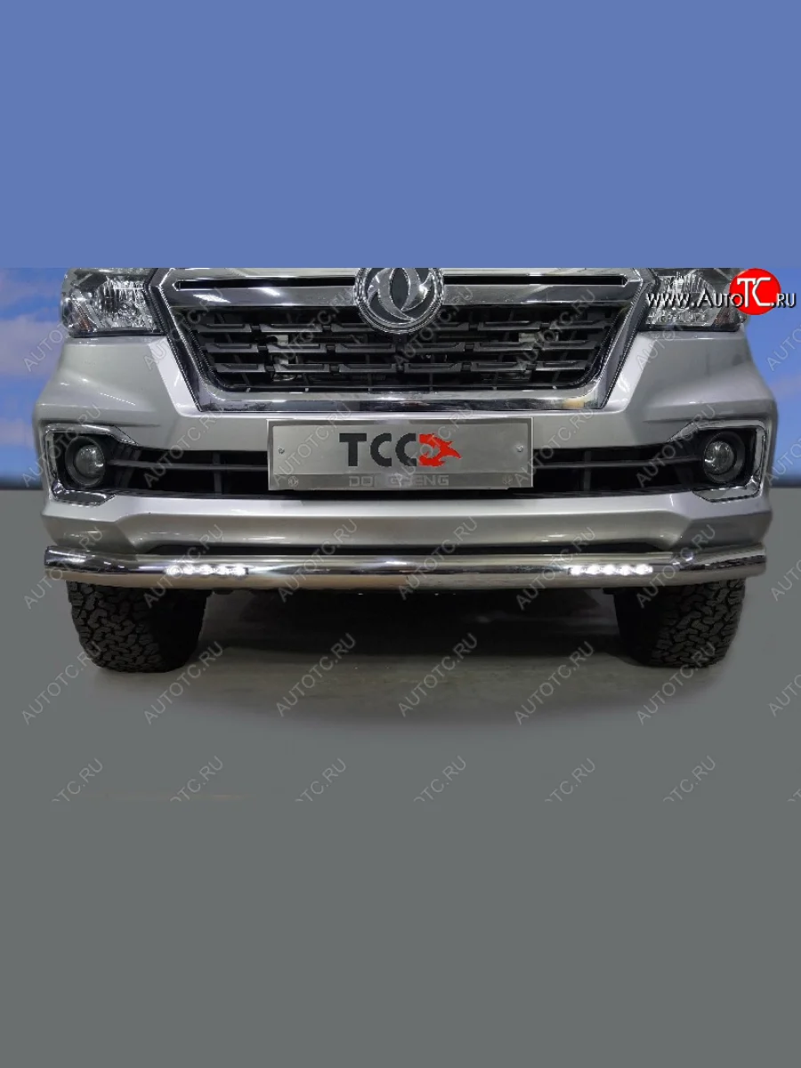 Защита переднего бампера нижняя с ДХО 76,1 мм ТСС Тюнинг Dong Feng DF6 пикап (2022-2025) (нержавейка)  с доставкой в г. Керчь
