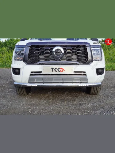 Защита переднего бампера нижняя с ДХО 76,1 мм ТСС Тюнинг (нержавейка) Great Wall Poer KingKong пикап (2021-2025)