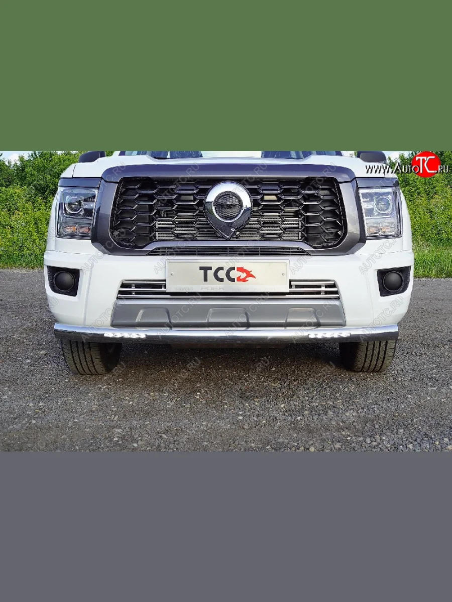 Защита переднего бампера нижняя с ДХО 76,1 мм ТСС Тюнинг Great Wall Poer KingKong пикап (2021-2025) (нержавейка)  в Керчи Республика Крым