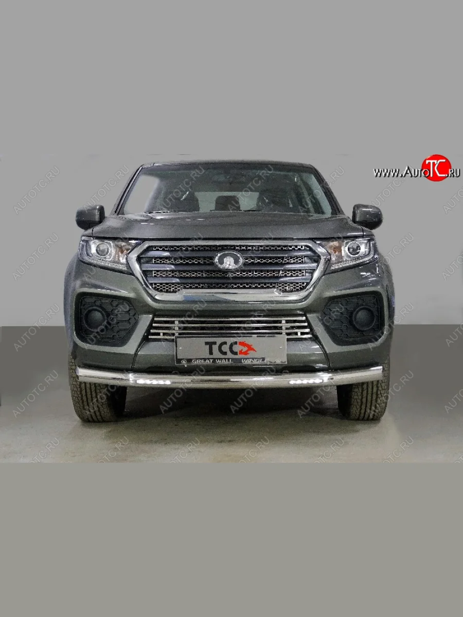 Защита переднего бампера нижняя с ДХО 76,1 мм ТСС Тюнинг Great Wall Wingle 7 пикап (2018-2023) (нержавейка)  в Перми Пермском крае