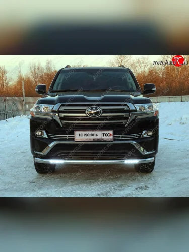 Защита переднего бампера нижняя с ДХО 76,1 мм ТСС Тюнинг Toyota Land Cruiser 200 2-ой рестайлинг (2015-2021)