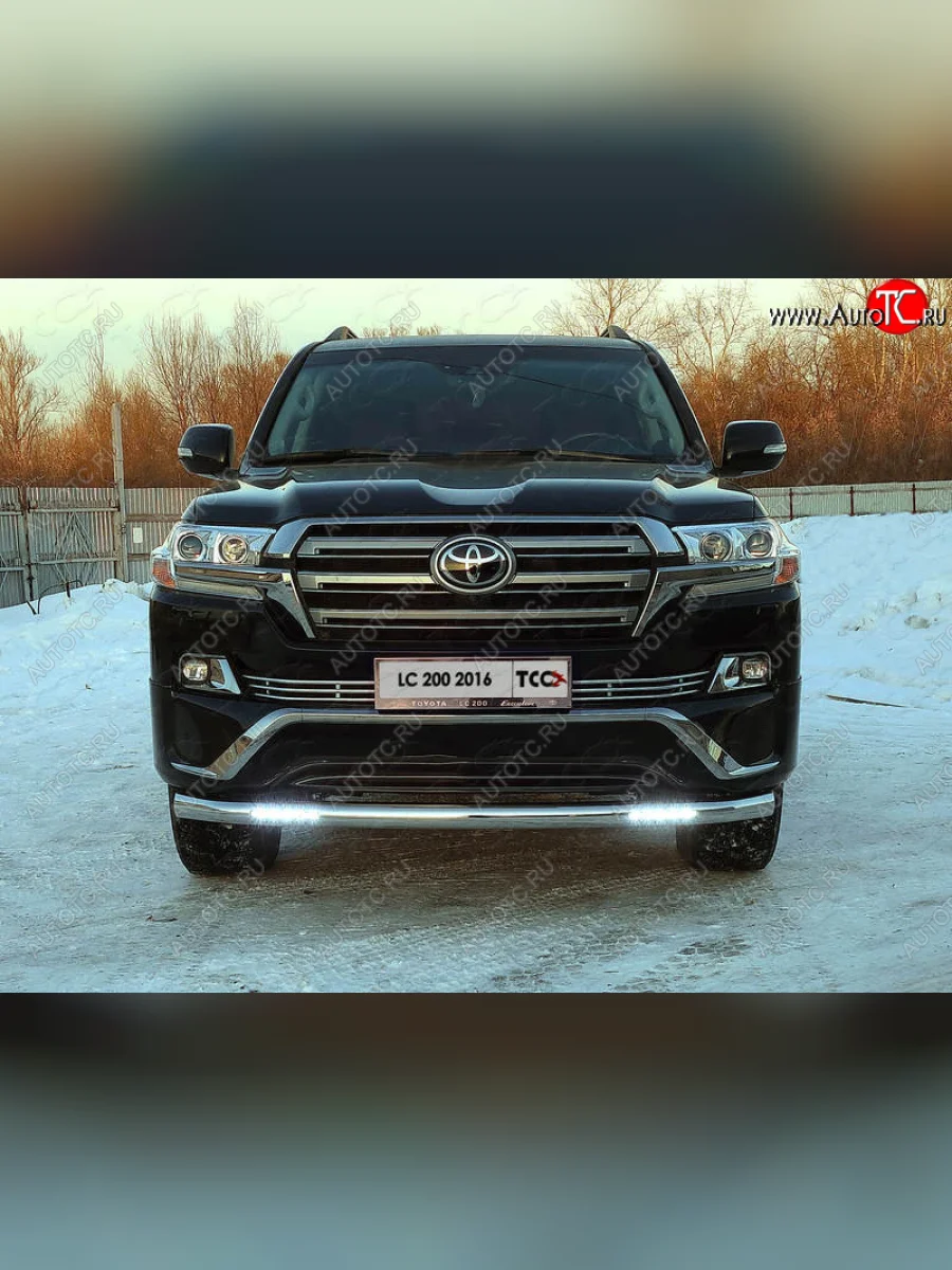 Защита переднего бампера нижняя с ДХО 76,1 мм ТСС Тюнинг Toyota Land Cruiser 200 2-ой рестайлинг (2015-2021) (EXECUTIVE)  в Керчи Республика Крым