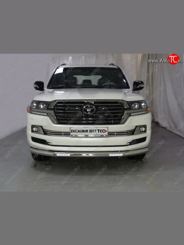 Защита переднего бампера нижняя с ДХО 76,1 мм ТСС Тюнинг Toyota Land Cruiser 200 2-ой рестайлинг (2015-2021)