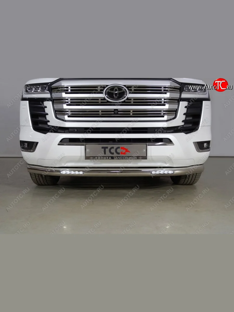 Защита переднего бампера нижняя с ДХО 76,1 мм ТСС Тюнинг Toyota Land Cruiser J300 дорестайлинг (2021-2025)  в Самаре Самарской области