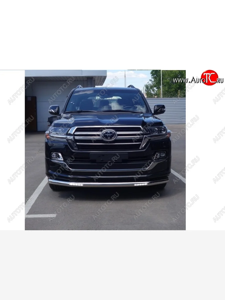 Защита переднего бампера нижняя с ДХО 76,1 мм ТСС Тюнинг Toyota Land Cruiser 200 2-ой рестайлинг (2015-2021) (нержавейка)  в Керчи Республика Крым