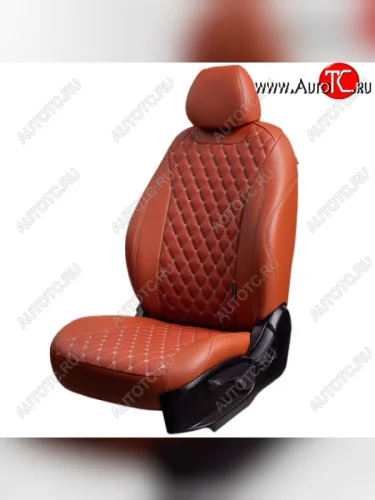 Комплект чехлов для сидений (Орегон) БАЙРОН РОМБ Lord Autofashion (коричневый, вставка св-коричневы, строчка беж) Audi Q3 F3 (2018-2022)