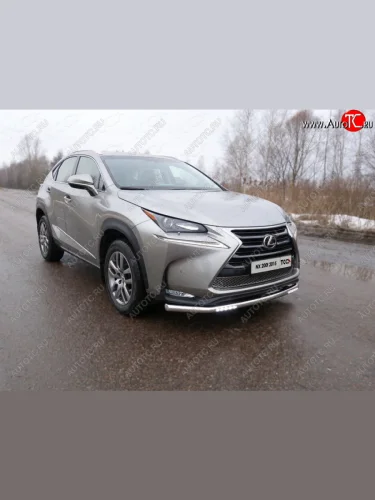 Защита переднего бампера нижняя с ходовыми огнями 60,3 мм ТСС Тюнинг Lexus NX200 Z10 дорестайлинг (2014-2017)