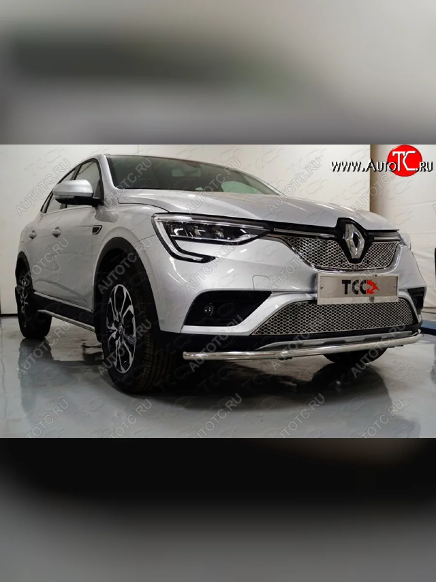 Защита переднего бампера нижняя 42,4 мм ТСС Тюнинг Renault Arkana (2019-2025) (нержавейка)  в Самаре Самарской области