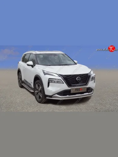 Защита переднего бампера нижняя 42,4 мм ТСС Тюнинг (нержавейка) Nissan X-trail  4 T33 (2021-2025) дорестайлинг