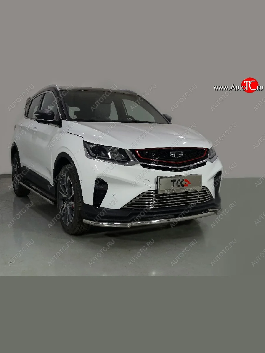 Защита переднего бампера нижняя 42,4 мм ТСС Тюнинг Geely Coolray SX11 дорестайлинг (2018-2023) (нержавейка)  в Керчи Республика Крым