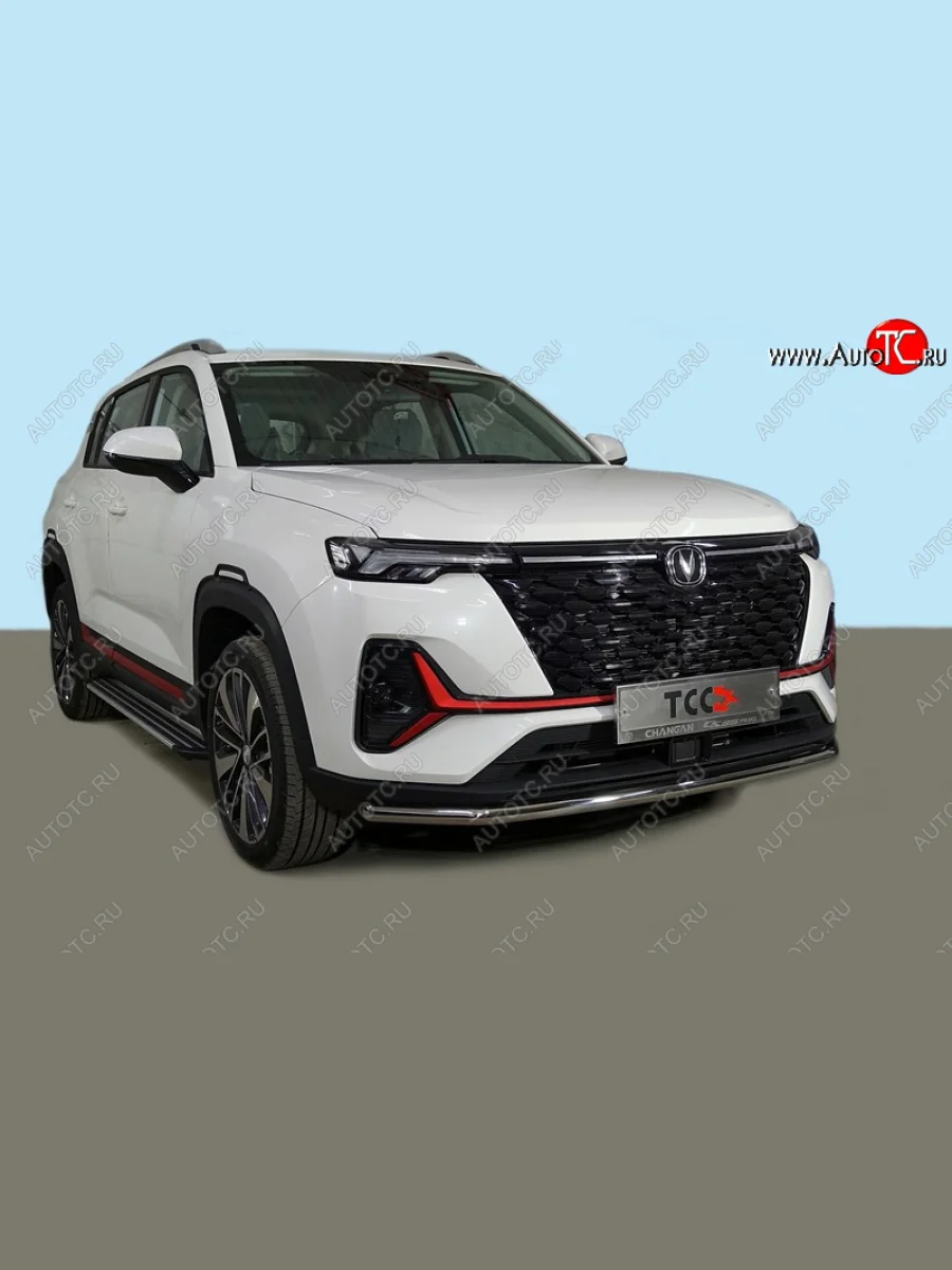 Защита переднего бампера нижняя 42,4 мм ТСС Тюнинг Changan CS35 Plus рестайлинг (2021-2025) (нержавейка)  с доставкой в г. Керчь