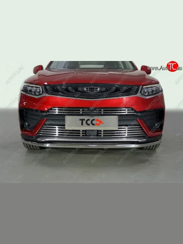 Защита переднего бампера нижняя 42,4 мм ТСС Тюнинг (нержавейка) Geely Tugella  FY11,HPBA4 (2019-2025) дорестайлинг, рестайлинг