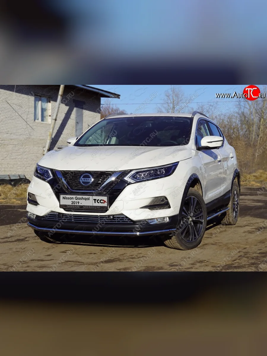 Защита переднего бампера нижняя 42,4 мм ТСС Тюнинг Nissan Qashqai 2 J11 рестайлинг (2017-2022) (нержавейка)  в Самаре Самарской области