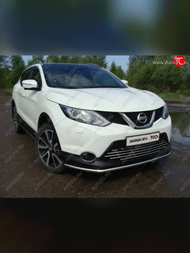 Защита переднего бампера нижняя 42,4 мм ТСС Тюнинг (нержавейка) Nissan Qashqai  2 (2013-2019) J11 дорестайлинг