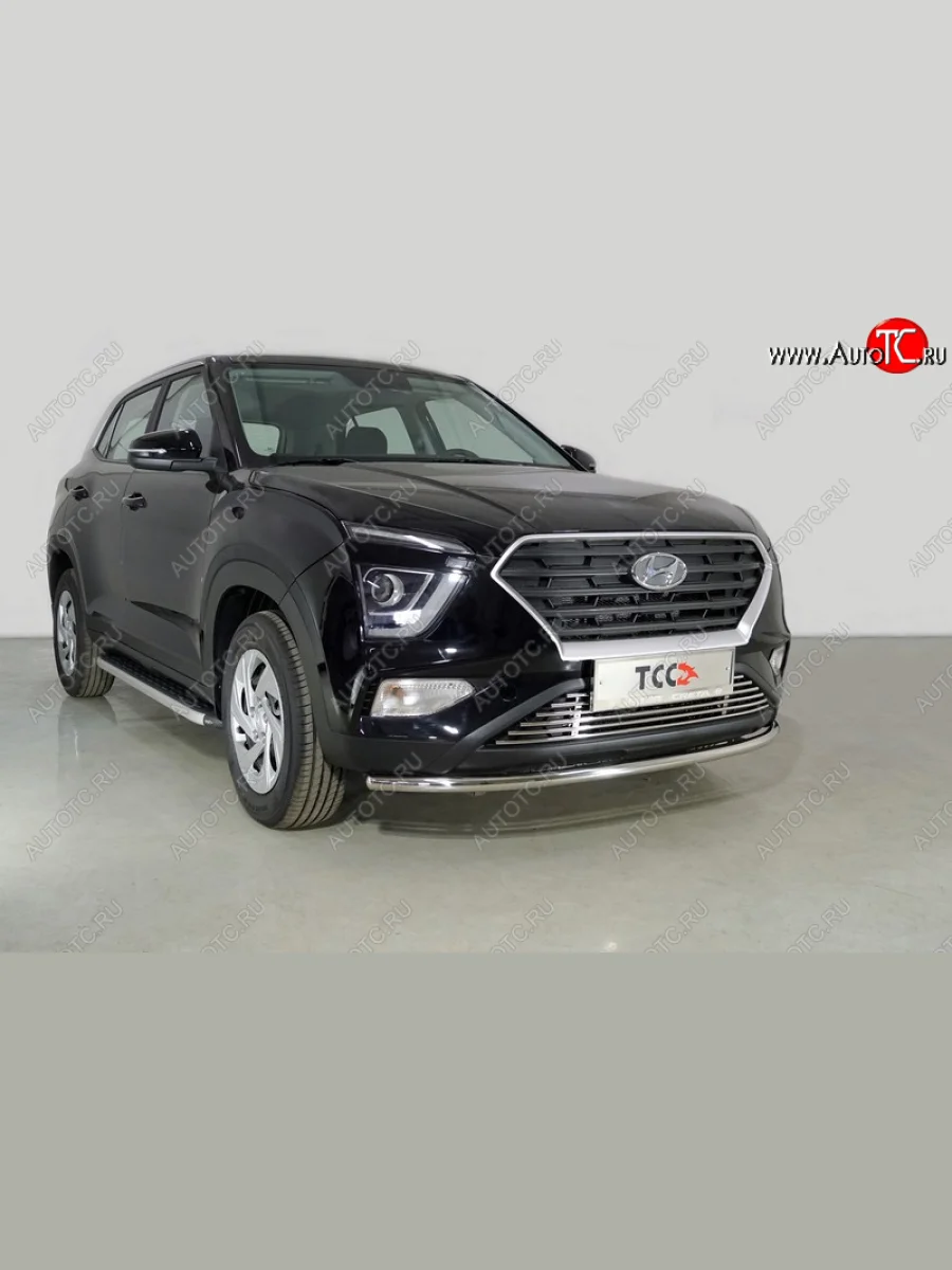 Защита переднего бампера нижняя d42,4 мм ТСС Тюнинг  Hyundai Creta (2020-2022) SU (нержавейка)  в Воронеже Воронежской области