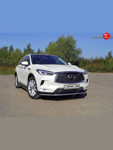 Защита переднего бампера нижняя d42,4 мм ТСС Тюнинг (нержавейка) INFINITI Qx50  J55 (2017-2022)
