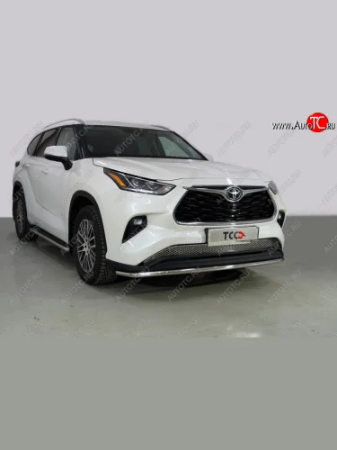 Защита переднего бампера нижняя d42,4 мм ТСС Тюнинг (нержавейка) Toyota Highlander  XU70 (2020-2025)
