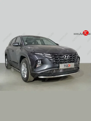Защита переднего бампера нижняя d42,4 мм ТСС Тюнинг (нержавейка) Hyundai Tucson  NX4 (2020-2022)