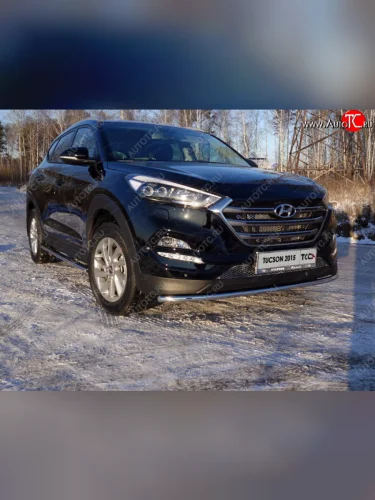 Защита переднего бампера нижняя d42,4 мм ТСС Тюнинг (нержавейка) Hyundai Tucson  TL (2015-2018) дорестайлинг