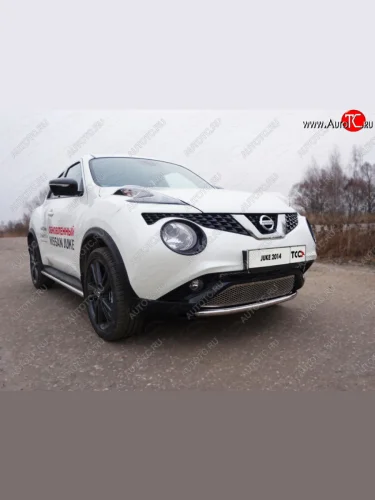 Защита переднего бампера нижняя d42,4 мм ТСС Тюнинг (нержавейка) Nissan Juke  1 YF15 (2014-2020) рестайлинг