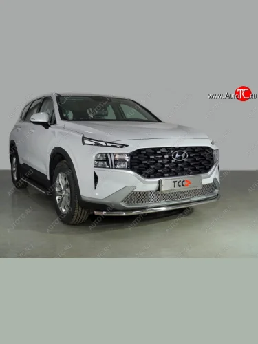 Защита переднего бампера нижняя d42,4 мм ТСС Тюнинг (нержавейка) Hyundai Santa Fe  TM (2020-2022) рестайлинг