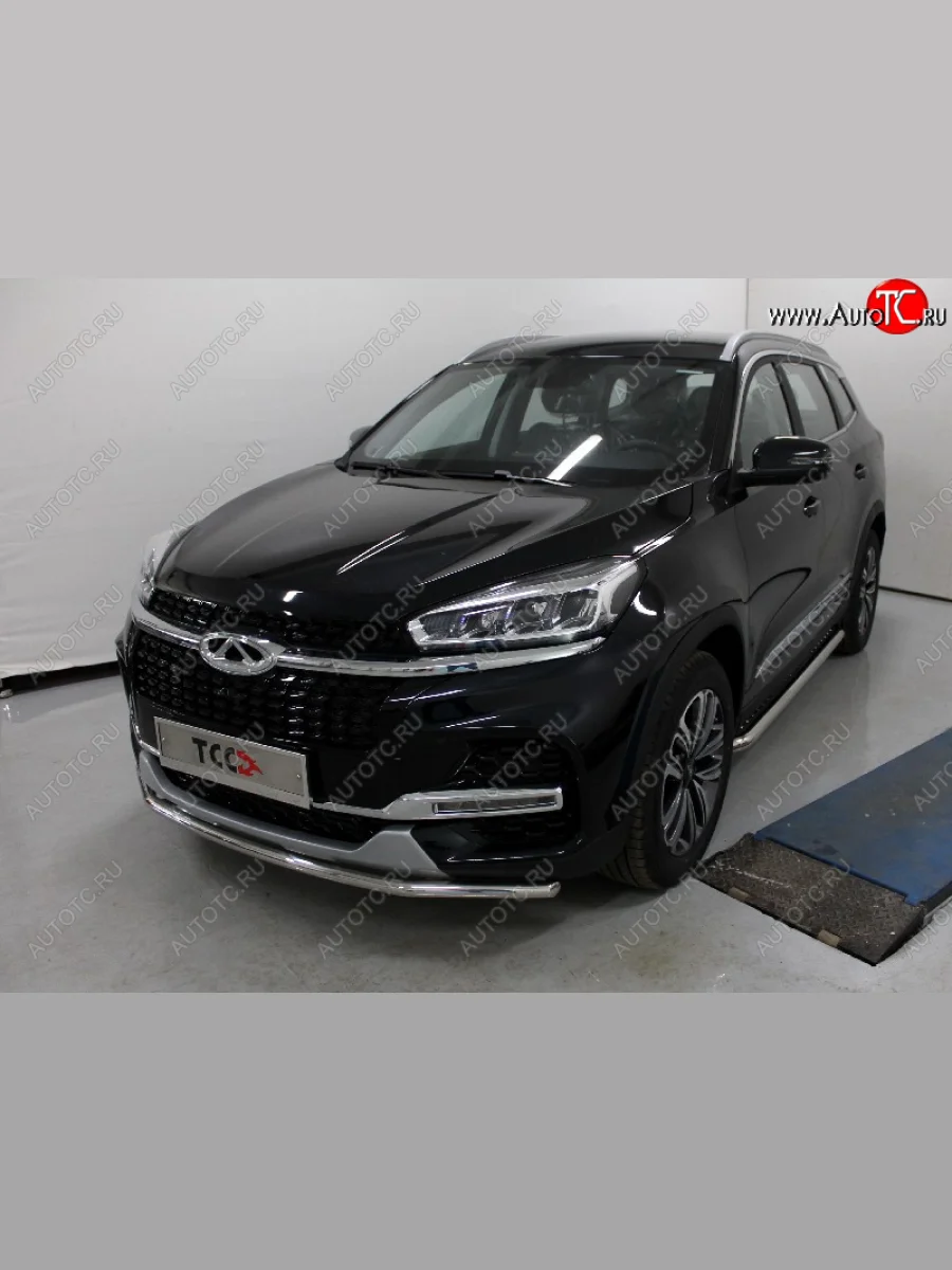 Защита переднего бампера нижняя d42,4 мм ТСС Тюнинг Chery Tiggo 8 1 T18 рестайлинг (2019-2023) (нержавейка)  с доставкой в г. Пермь