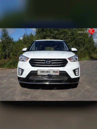 Защита переднего бампера нижняя d42,4 мм ТСС Тюнинг (нержавейка) Hyundai Creta  GS (2015-2019) дорестайлинг