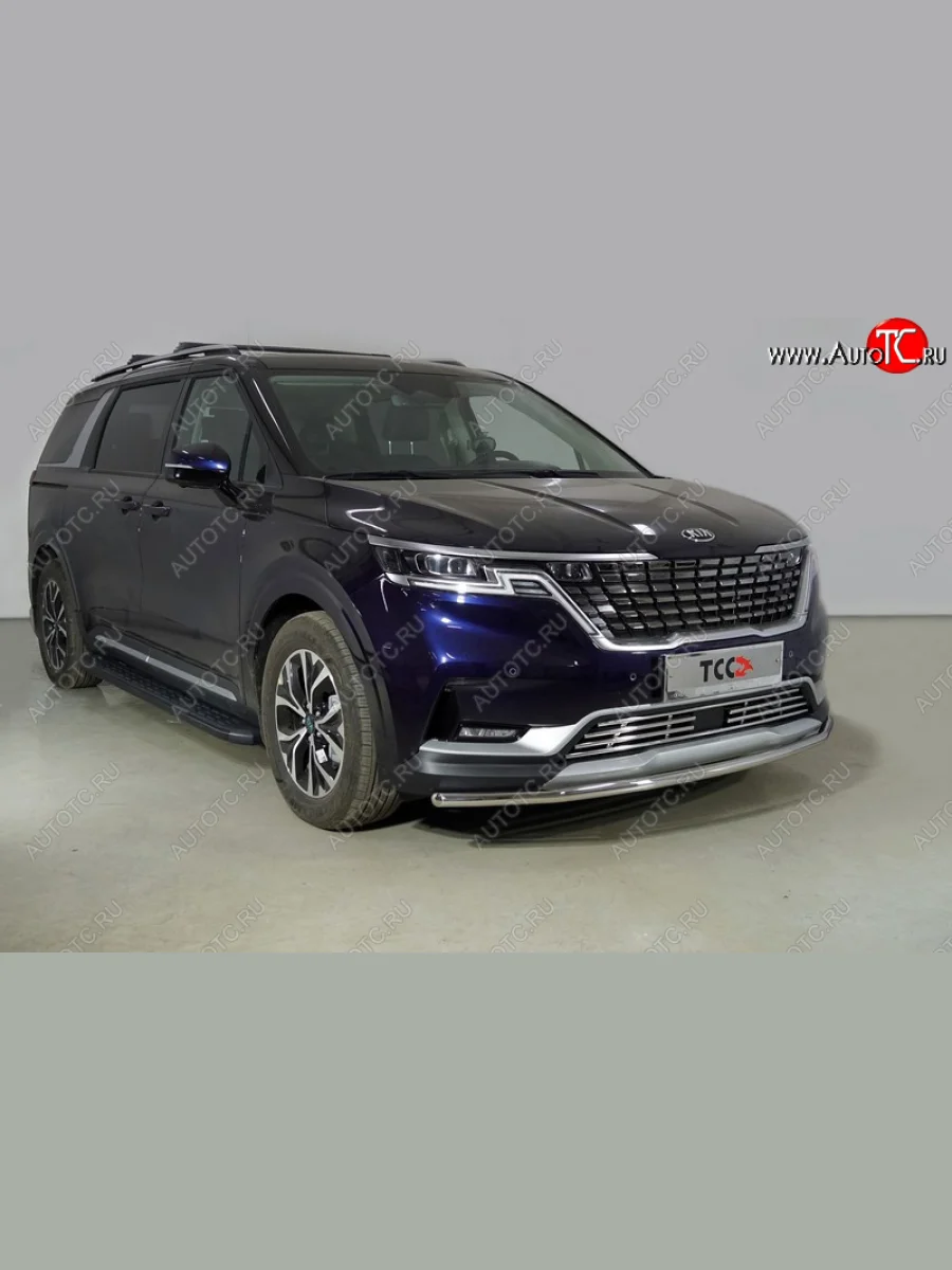 Защита переднего бампера нижняя d42,4 мм ТСС Тюнинг KIA Carnival KA4 минивэн дорестайлинг (2020-2023) (нержавейка)  в Керчи Республика Крым