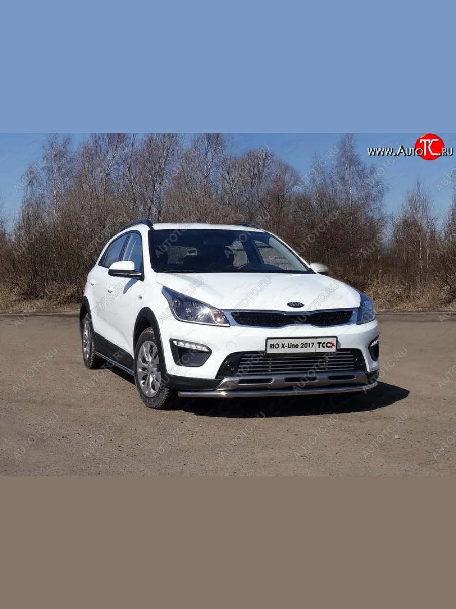 Защита переднего бампера нижняя d42,4 мм ТСС Тюнинг KIA Rio X-line (2017-2021) (нержавейка)  в Самаре Самарской области