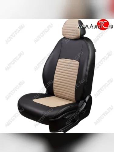 Комплект чехлов для сидений (РЗС 60/40, 2П Илана+Орегон) ТУРИН-3 ЛАЙН Lord Autofashion (черный, вставка бежевая, строчка бежевая) Chery Kimo A1 хэтчбэк (2008-2014)