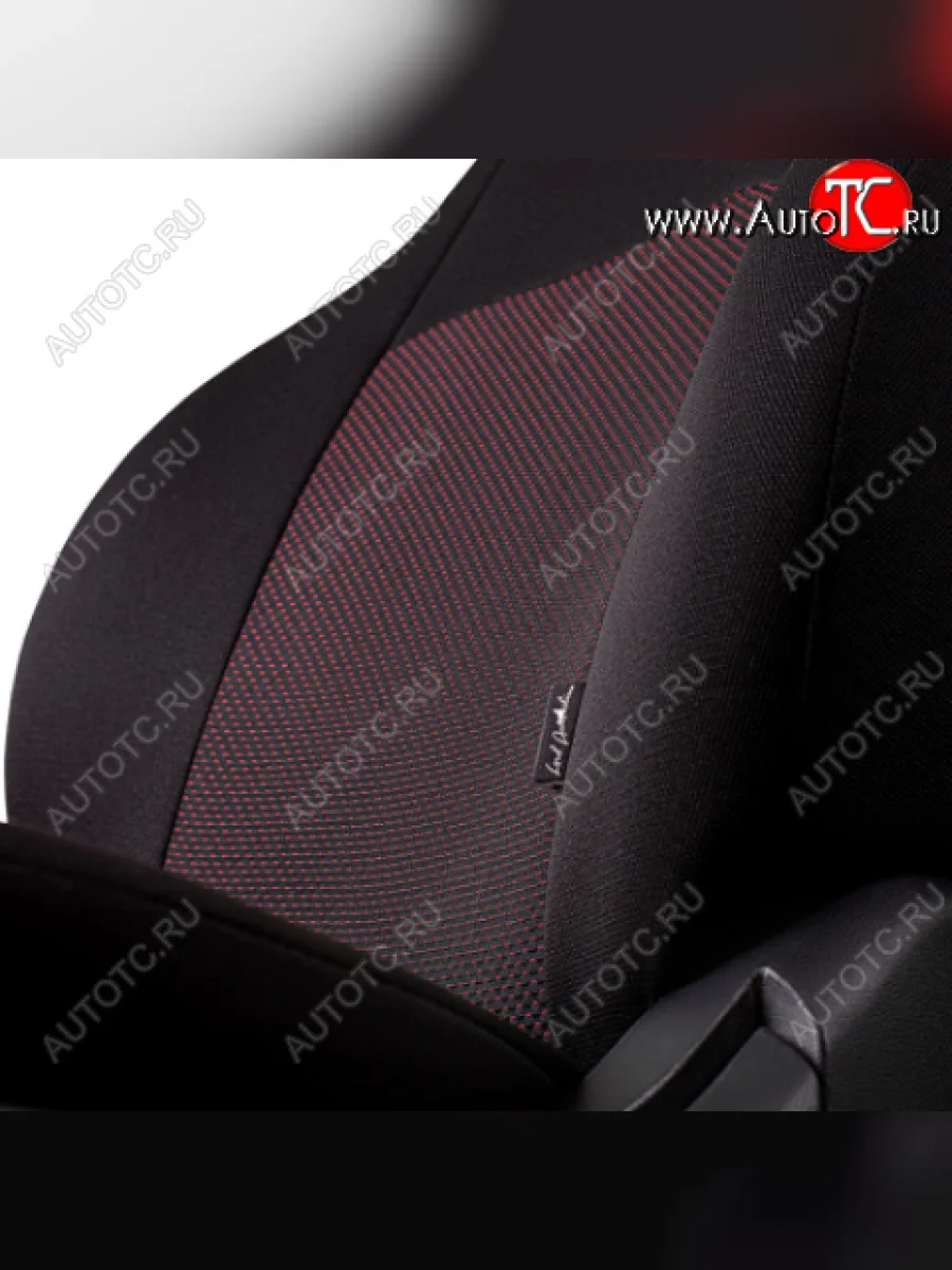 Комплект чехлов для сидений (РЗСиС 50/50, 2П жаккард) Дублин Lord Autofashion Chery Tiggo T11 дорестайлинг (2005-2013) (черный, вставка Ёж Красный, сточка черная)  в Керчи Республика Крым