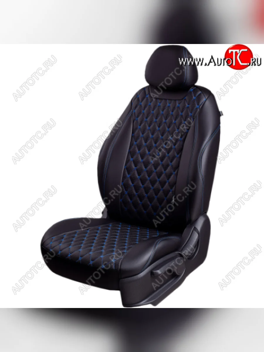 Чехлы сидений (РЗС 60/40, подлок., 3Г, Орегон) БАЙРОН Lord Autofashion  Chery Tiggo 7 PRO (2019-2025) (черный, вставка черная, строчка синяя)  в Самаре Самарской области