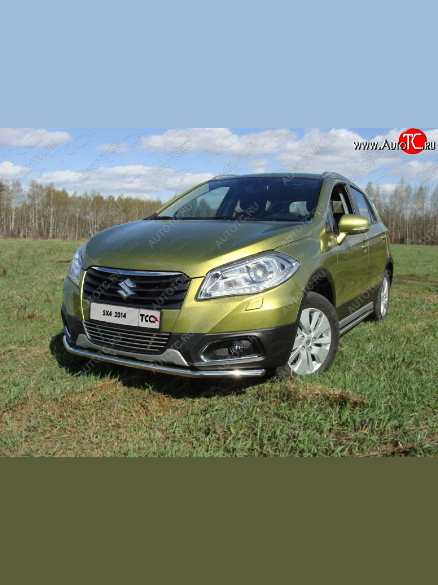 Защита переднего бампера нижняя d42,4 мм ТСС Тюнинг Suzuki SX4 JYB, JYA хэтчбэк дорестайлинг (2013-2016) (нержавейка)  в Самаре Самарской области