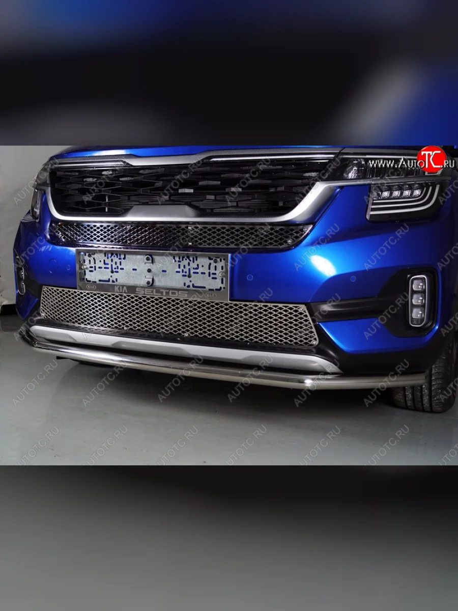 Защита переднего бампера нижняя d42,4 мм ТСС Тюнинг KIA Seltos SP2 дорестайлинг (2019-2022) (нержавейка)  в Керчи Республика Крым