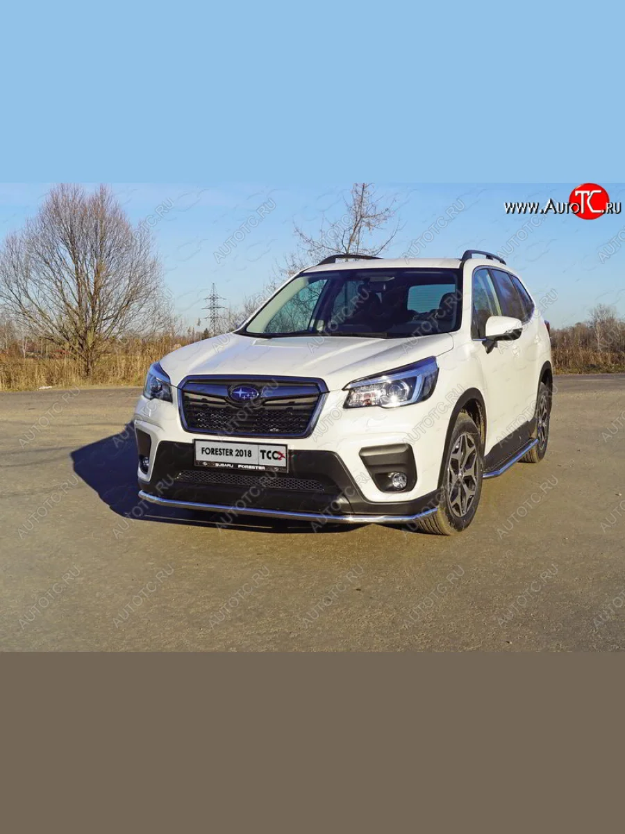 Защита переднего бампера нижняя d42,4 мм ТСС Тюнинг Subaru Forester SK/S14 дорестайлинг (2018-2021) (нержавейка)  в Керчи Республика Крым