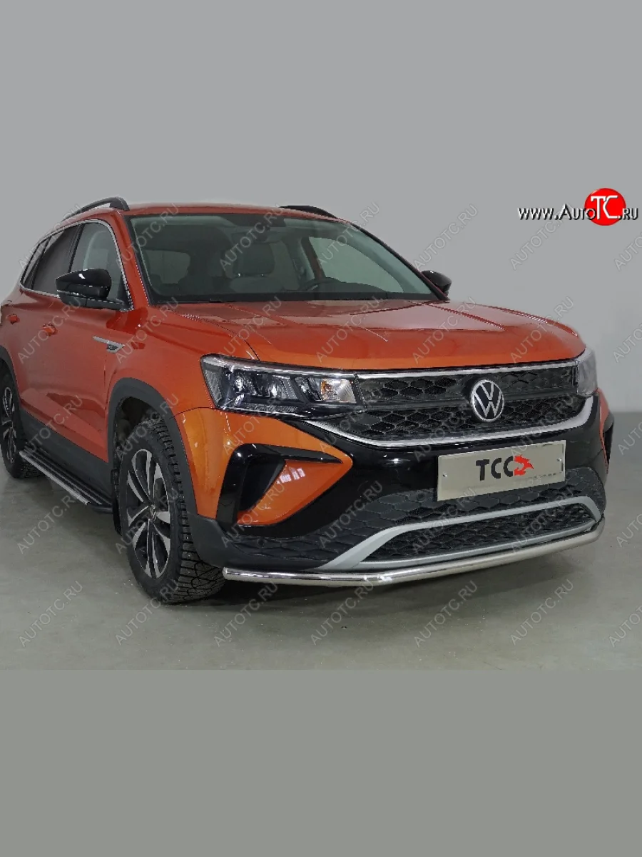 Защита переднего бампера нижняя d42,4 мм ТСС Тюнинг Volkswagen Taos (2020-2022) (нержавейка)  в Воронеже Воронежской области