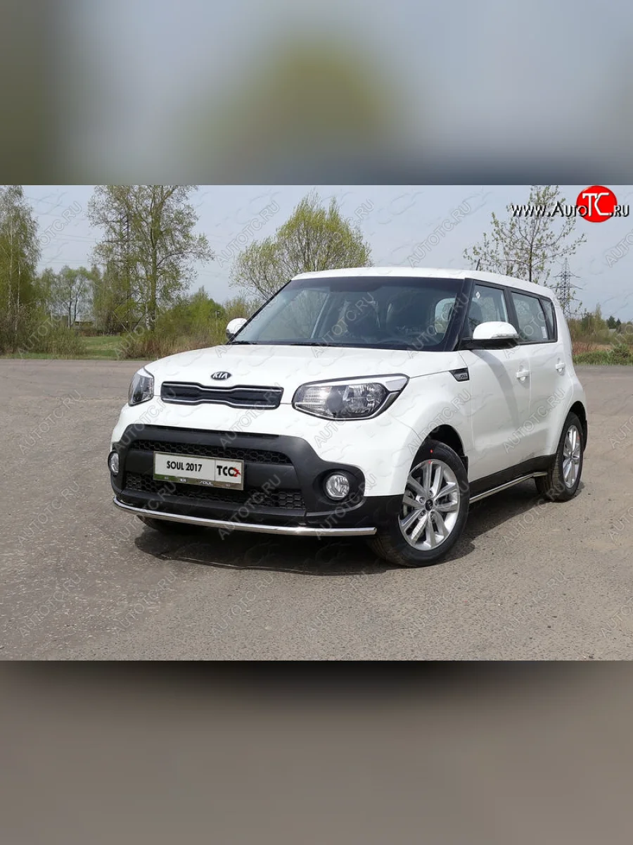 Защита переднего бампера нижняя d42,4 мм ТСС Тюнинг KIA Soul PS рестайлинг (2017-2019) (нержавейка)  в Самаре Самарской области