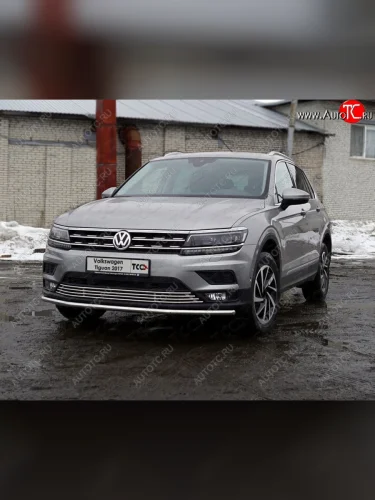 Защита переднего бампера нижняя d42,4 мм ТСС Тюнинг (нержавейка) Volkswagen Tiguan  Mk2 (2016-2020) дорестайлинг