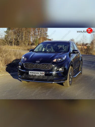 Защита переднего бампера нижняя d42,4 мм ТСС Тюнинг KIA Sportage  4 QL (2018-2022) рестайлинг