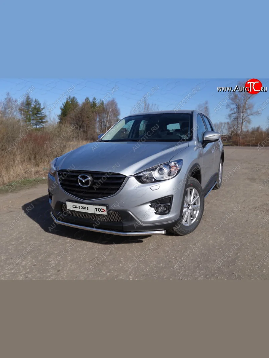 Защита переднего бампера нижняя d42,4 мм ТСС Тюнинг Mazda CX-5 KE рестайлинг (2015-2017) (нержавейка)  с доставкой в г. Керчь